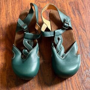 Sanita Green Leather Sandals